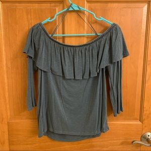 AEO Green Off the Shoulder Top